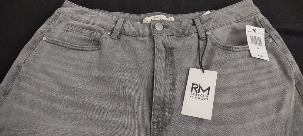 Women's Gray Denim Cropped Pants Rebecca Minkoff Brand Size 16 NWT Retail $68